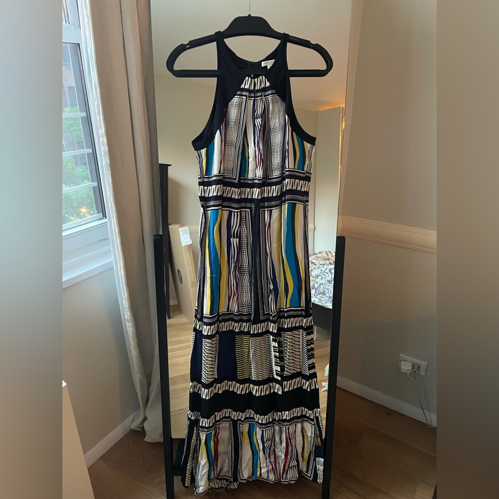 DVF long silk retro dress